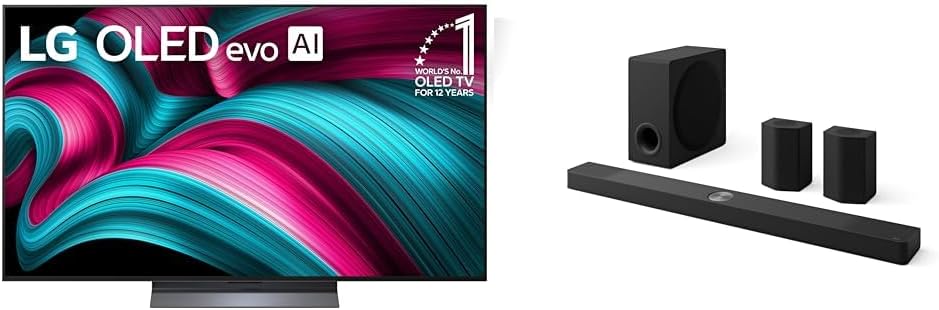 LG 55" OLED evo C5 Series 4K Smart TV Bundle with 9.1.5-Ch. S95TR Soundbar with Dolby Atmos  DTS:X  Wireless Speakers and Subwoofer Home Theater Bundle