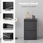 Approgreent 2 Drawer File Cabinets for Home Office, Vertical File Cabinet with Lock, Office Cabinet for A4/Letter/Legal Size, Under Desk Filing Cabinet, Assembly Required(Black)