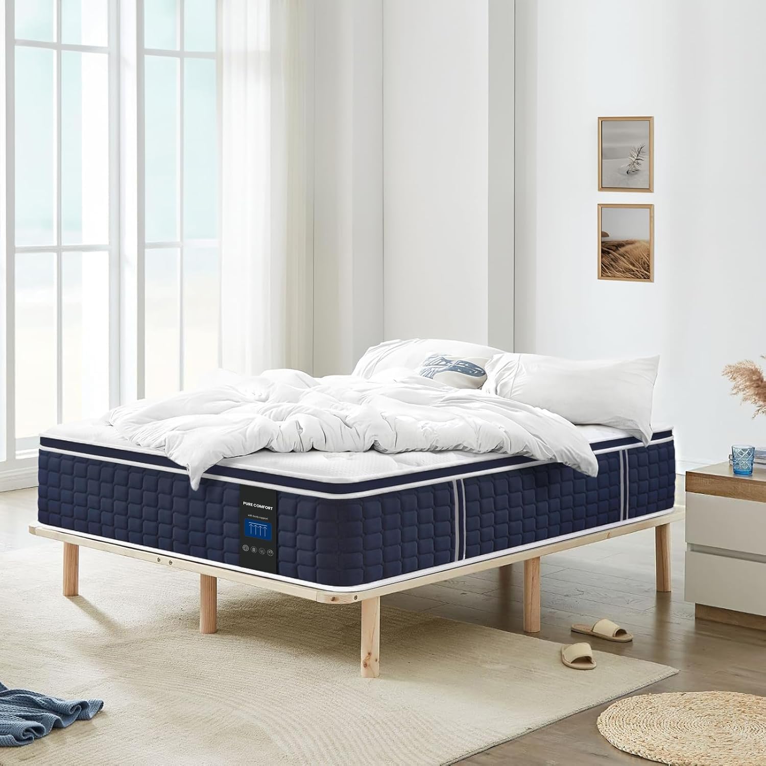 Coolvie Twin XL Mattress 14 Inch, Gel Memory Foam Bed in a Box, Adaptive Support Breathable Hybrid Mattresses with CertiPUR-US Certified, Double Cooling Individually Coil & Medium Plush Support