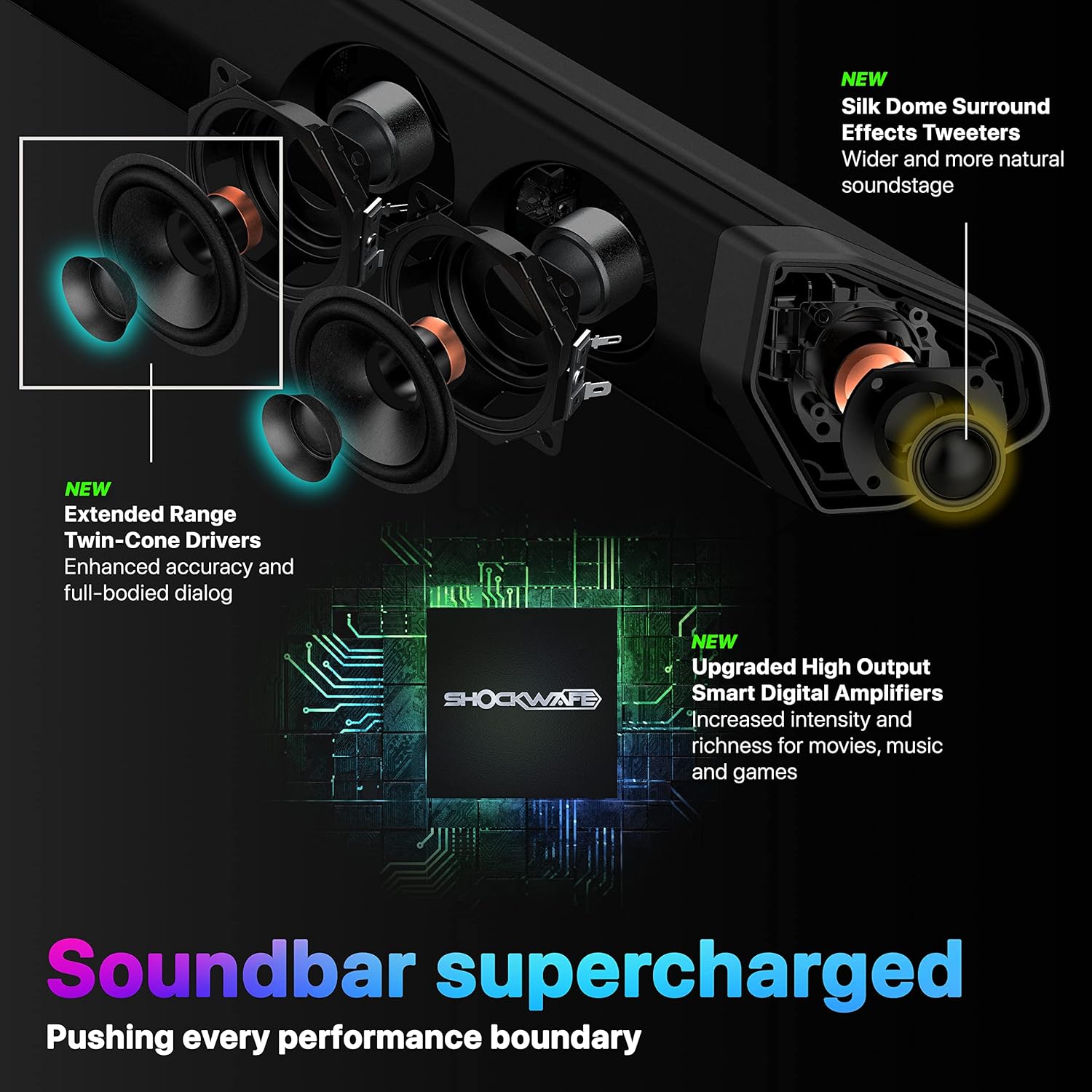 Nakamichi Shockwafe Ultra 9.2.4 Channel Soundbar System with Dolby Atmos/DTS:X  Dual 10" Subwoofers  4 Rear Surround Speakers  1300 Watts Max Output Power