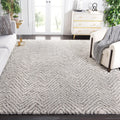 SAFAVIEH Hudson Shag Collection Area Rug - 9' x 12', Ivory & Grey, Chevron Design, Non-Shedding & Easy Care, 2-inch Thick Ideal for High Traffic Areas in Living Room, Bedroom (SGH375A)