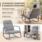 Kinfant Mid Century Modern Rocking Chair, Corduroy Upholstered Accent Chair with Metal Frame, High Back Nursery Glider Rocker, Comfy Reading Lounge Chair for Living Room Bedroom Small Space (Grey)