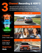 Vantrue N4S 3 Channel Front Inside Rear Dash Cam  2.7K+1440P+1440P WiFi Dash Camera w/PlatePix™  STARVIS 2 x HDR x IR Night Vision  Voice Control  GPS  24/7 Parking Mode  Support 1TB Max