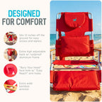 Ostrich the Deluxe 3N1 Lightweight Lawn Beach Reclining Lounge Chair with Footrest, Outdoor Furniture for Patio, Balcony, Backyard, or Porch, Red