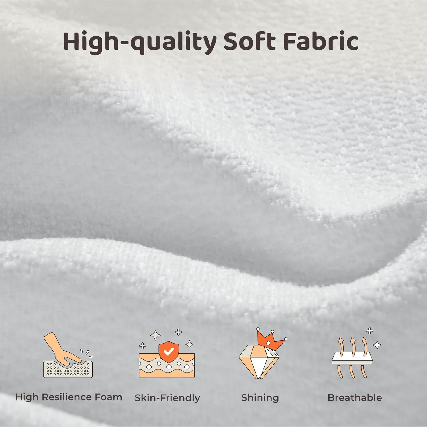 RECCI Cloud Upholstered Queen Bed Frame with Headboard, 5 Inch Foam Padded Platform, No Box Spring, Easy Assembly (Snow White)