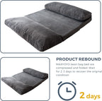 MAXYOYO Folding Sofa Bed, Extra Thick and Long Floor Sofa Convertible Sleeper Chair with Washable Cover, Floor Couch Lounge Bean Bag Bed for Living Room, Dark Grey, 30x95 Inch