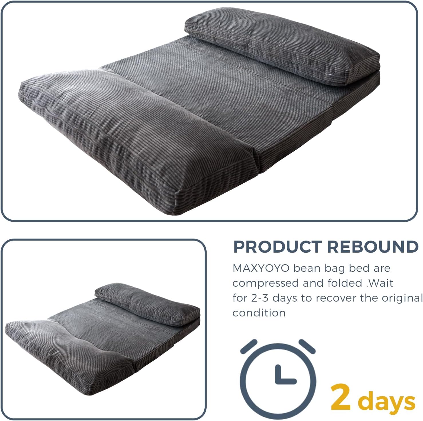 MAXYOYO Folding Sofa Bed, Extra Thick and Long Floor Sofa Convertible Sleeper Chair with Washable Cover, Floor Couch Lounge Bean Bag Bed for Living Room, Dark Grey, 30x95 Inch