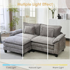 URRED Cloud Couch Modular Sectional Sofa, 87" Modern L Shaped Deep Seat Sofa with Ottoman & Pillows, Ultra Comfy Chenille Couches for Living Room, Bedroom or Apartment, Grey
