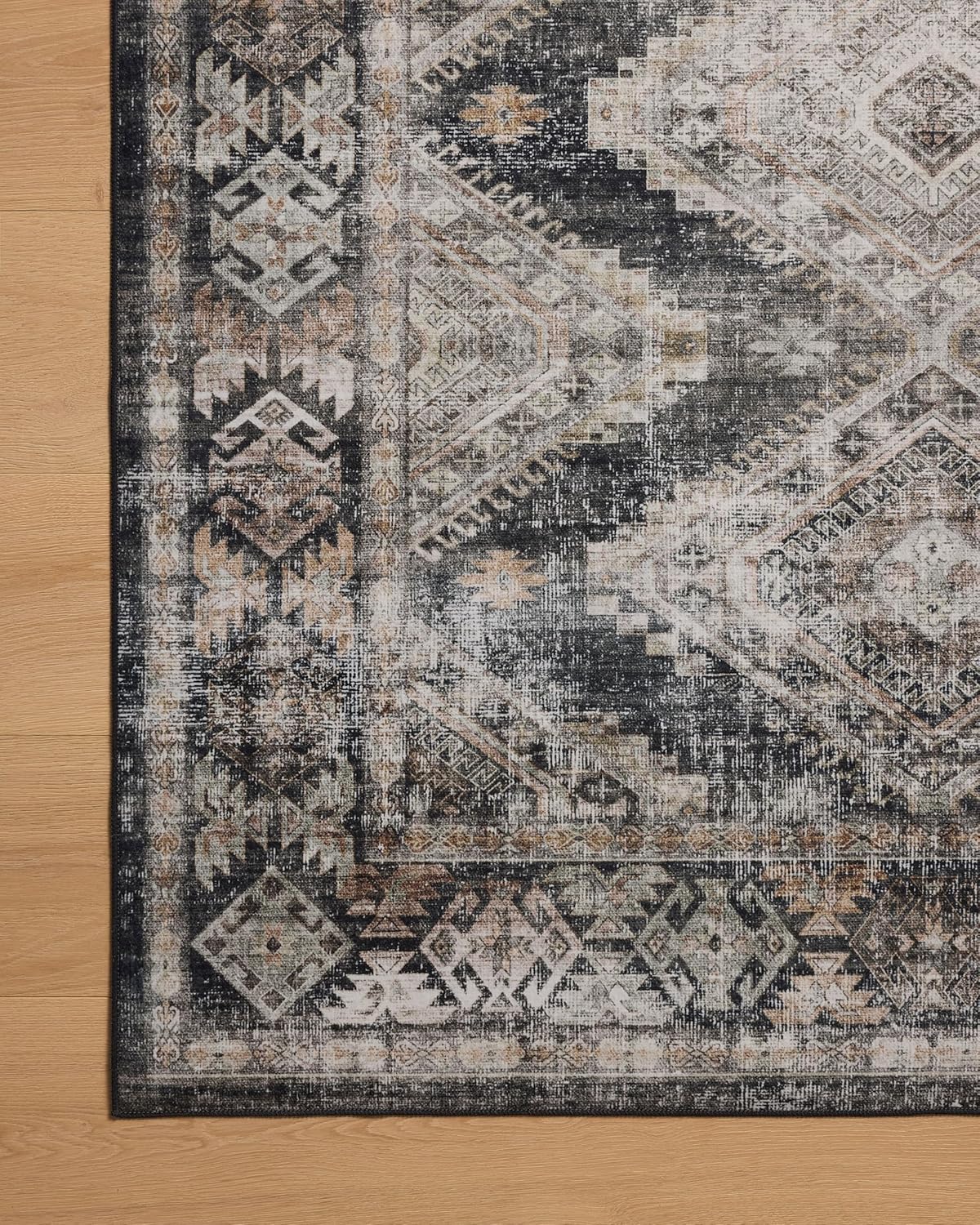 Loloi Amber Lewis Josie Collection JOS-04 Ink/Earth 9'-0" x 12'-0", .13" Pile Height, Low Profile, Machine Washable, Area Rug
