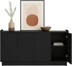 Prepac Simply Modern 4 Door Console Table Storage Cabinet, Buffet Cabinet for Storage and Organization, Modern Side Table with Doors & Shelves, 60”W x 30”H x 16”D, Black