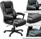 Furmax Office Executive Chair High Back Adjustable Managerial Home Desk Chair, Swivel Computer PU Leather Chair with Lumbar Support (2, Black)