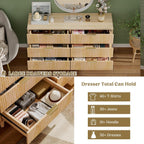 Lulive Dresser for Bedroom Wood Dressers Chest of Drawers, Fluted 53.2" Wide Modern Long Dresser TV Stand 6 Drawers for Bedroom, Closet, Living Room, Hallway (Natural)