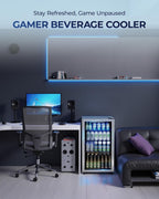 EUHOMY Beverage Refrigerator and Cooler, 128 Can Mini fridge with Glass Door, Small Refrigerator with Adjustable Shelves for Soda Beer or Wine, Perfect for Home/Bar/Office, Silver