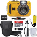 Kodak PIXPRO WPZ2 Rugged Waterproof Shockproof Digital Camera 16MP 4X Optical Zoom 1080P Full HD Video  2.7 LCD (Yellow)  32GB SD Card  Black Compact Case  Floating Strap  Bundle (7 Items)