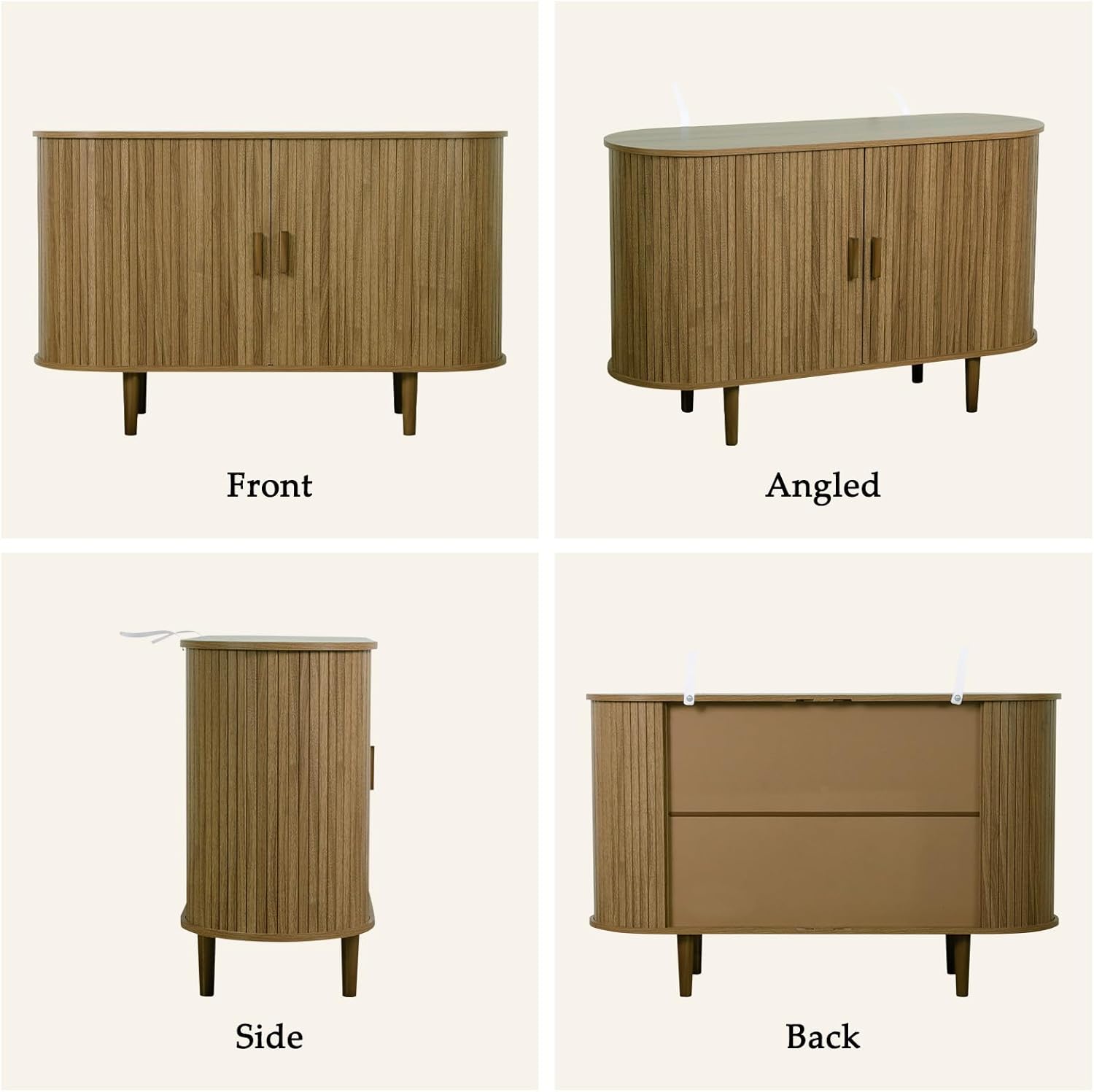Sideboard Buffet Cabinet,46.85" Fluted Sideboard Storage Cabinet with Fluted Sliding Door,Modern Stand Console Cabinet for Kitchen & Living Room,Restaurant,Entryway(Brown)