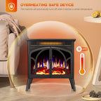 R.W.FLAME Electric Fireplace Heater 25" with Remote Control, Cathedral Stylish, Different Flame Effects and Log Set Colors, Adjustable Brightness and Heating Mode, Overheating Safe Design