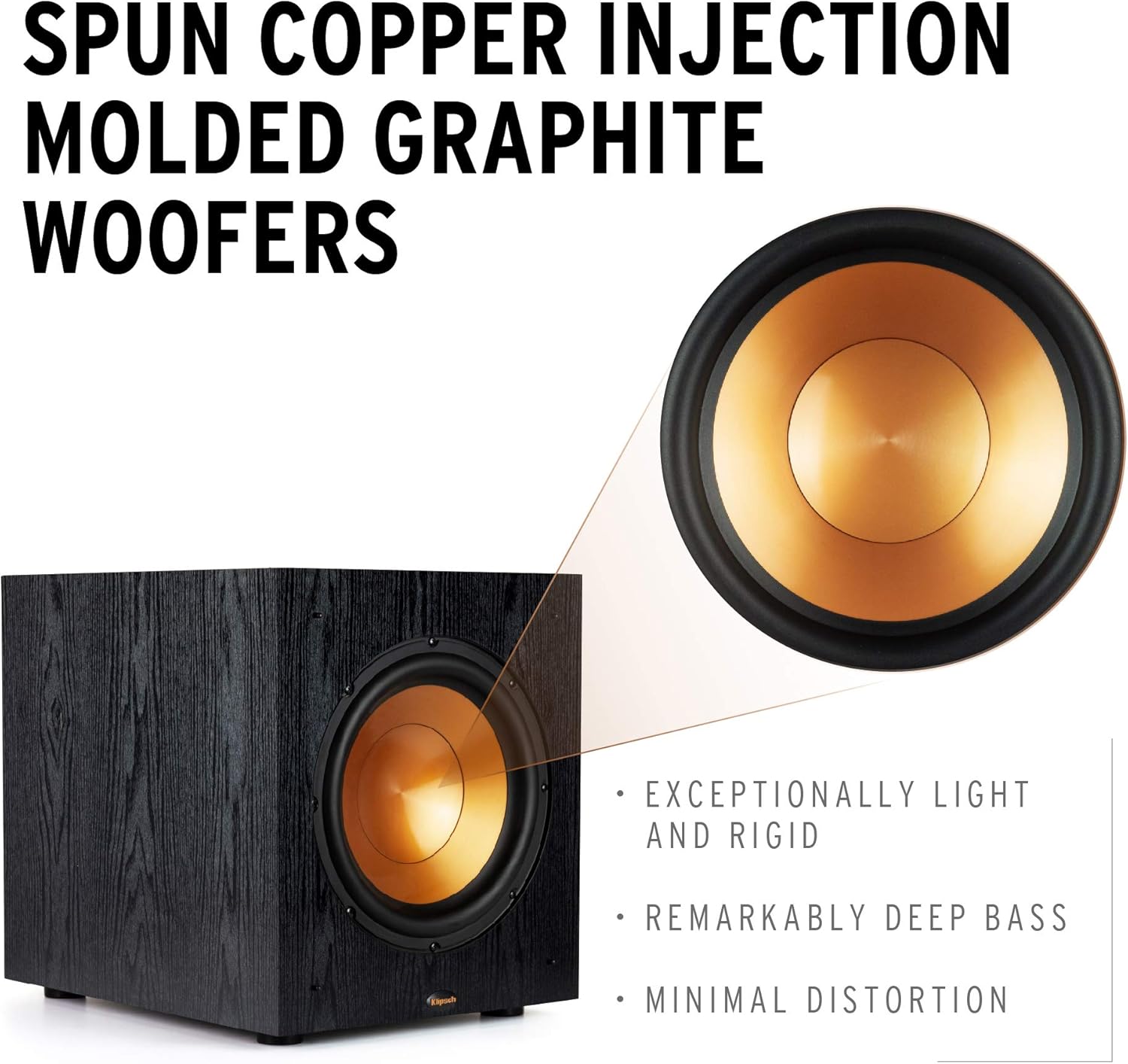 Klipsch Synergy Black Label Sub-100 10” Front-Firing Subwoofer with 150 Watts of continuous power  300 watts of Dynamic Power  and All-Digital Amplifier for Powerful Home Theater Bass