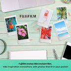 Fujifilm Instax Mini EVO Hybrid Brown Instant Camera | Instax Mini Twin Pack Instant Film | 32GB microSD Card with Adapter | Brown Camera Case