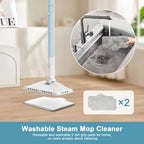7-in-1 Steam Mop, 1200W Rotated Steam Cleaner for Home, 2 Modes, 400ML Removable Tank, 23FT Power Cord, 2 Pads, Multi-Surface Steamer for Hard Floor, Laminate Floor, Tiles Cleaning (Ocean Blue)