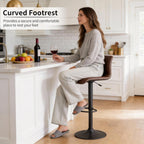 HeuGah Swivel Bar Stools Set of 4, Counter Height Bar Stools with Back, Adjustable Bar Stools 24" to 32", Brown Faux Leather Bar Chairs for Kitchen Island (Brown, Set of 4 (24'' to 32''))
