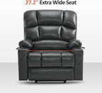 MCombo Oversized Dual Motor Power Lift Recliner Chair Sofa with Massage and Heat for Big Elderly People, Infinite Position, USB Ports, Faux Leather R7688 (Dark Grey, Large-Oversize)