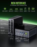 GMKtec Mini PC Gaming  M7 AMD Ryzen 7 PRO 6850H (8C/16T 4.70Ghz) Dual NIC LAN 2.5G Desktop Computer  32GB DDR5 RAM + 512GB Hard Drive PCle SSD  Dual USB4  HDMI 2.1  USB-C