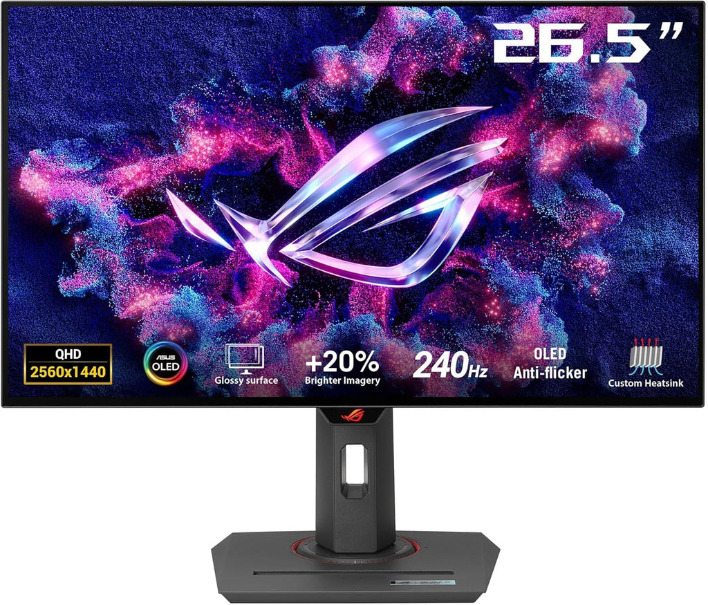 ASUS ROG Strix 27” 1440P OLED Gaming Monitor (XG27AQDMG) - QHD  Glossy OLED  240Hz  0.03ms  Custom Heatsink  Anti-flicker Uniform Brightness  G-SYNC Compatible  99% DCI-P3  DisplayWidget  3yr warranty
