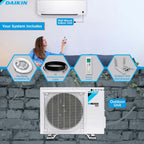 Daikin 18,000 BTU 18 SEER2 Entra R32 Series Ductless Mini Split Heat Pump System w/Maxwell All-Inclusive 15' Installation Kit and Wall Mounting Bracket (230V)