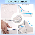 Pontoon Boat Seat, Captains Bucket Boat Seat, Back Folding Boat, Boat Cabin Seating – White & Blue
