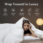 DWR Superior Luxury Feather Down Comforter King Size, Ultra-Soft Rose-Silk Cotton-Blend Fabric, High FP All Season Medium Warmth Bed Duvet Insert(106"x90", White)
