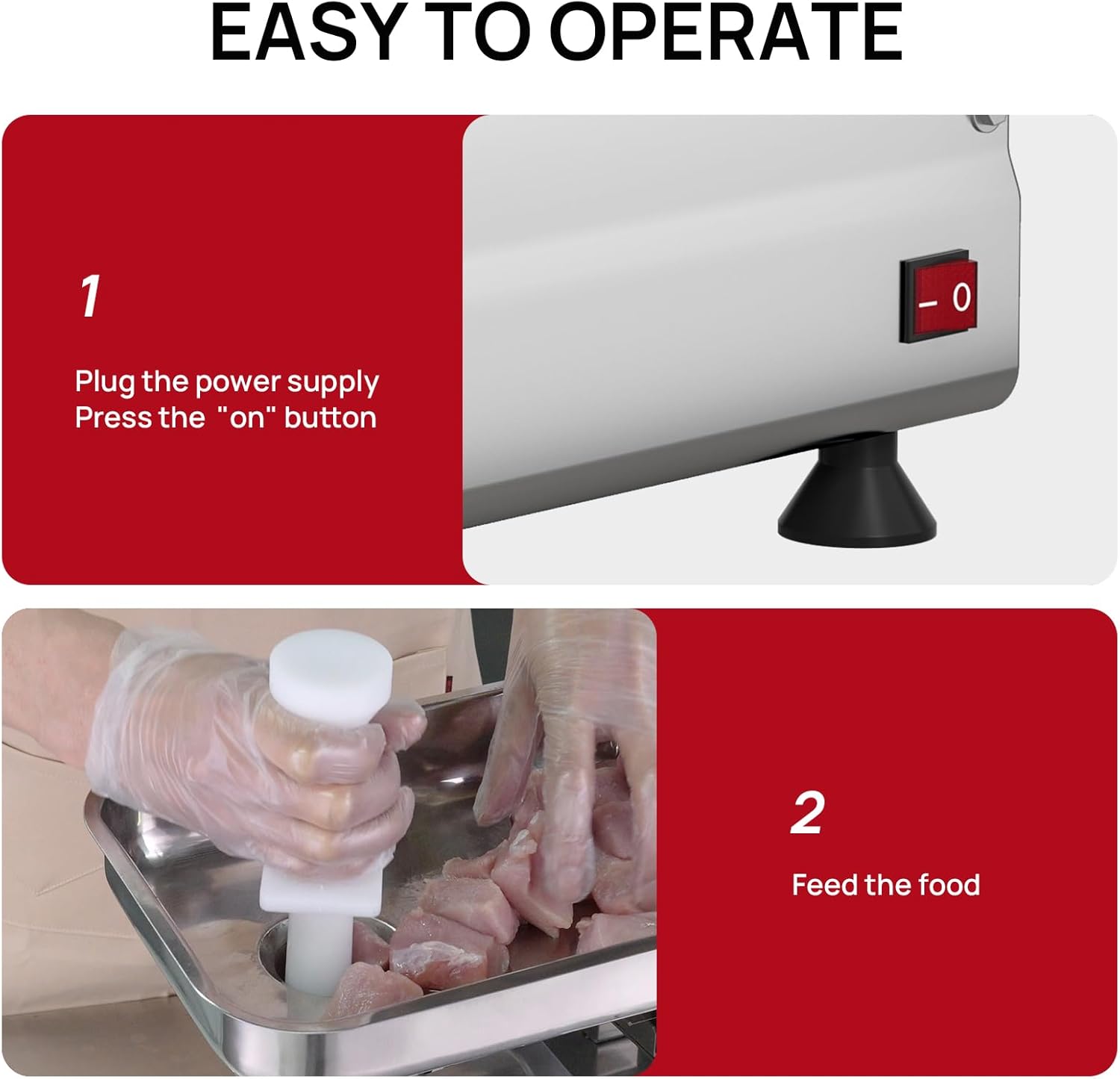 Commercial Electric Meat Grinder #22, 1.2HP Heavy Duty Stainless Steel Meat Mincer with 2 Blades, 2 Plates & 3 Stuffing Tubes,Sausage Stuffer Machine for Home Kitchen & Restaurant Use