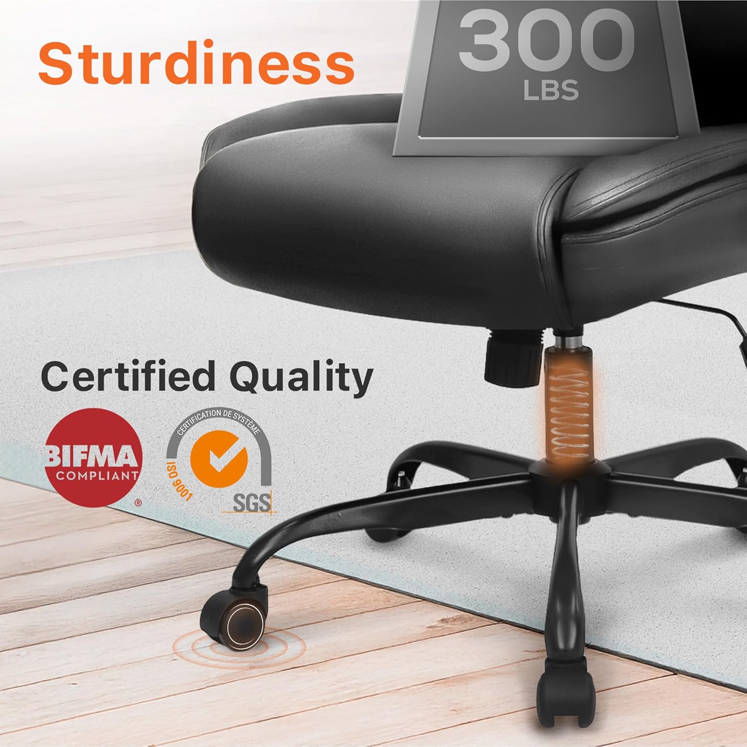 NEO CHAIR Office Desk Gaming Computer Home Chair Ergonomic Executive High Back Support Flip-up Arms Adjustable Height Swivel Rolling Wheels Comfy PU Leather (Black)