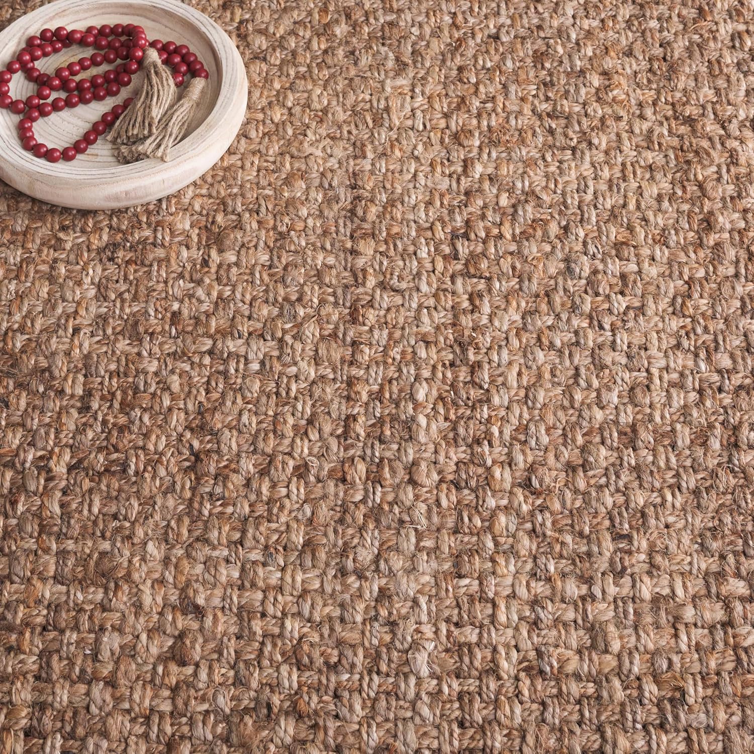 SAFAVIEH Natural Fiber Collection Area Rug - 9' x 12', Natural, Handmade Tassel Jute, Ideal for High Traffic Areas in Living Room, Bedroom (NF467A)