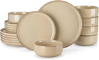 vancasso PLAYA Ceramic Plates and Bowls Sets, 18 Pieces Brown Dinnerware Sets for Kitchen, Reactive Glaze Dishes Set for 6, Dishwasher and Microwave Safe