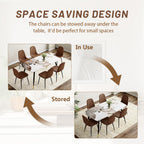 Dinner Table Set for 6, Sintered Stone Kitchen Table Top and Modern Chairs Set of 6 for Kitchen Dining Room