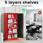 Letaya Metal Storage Cabinets with Lock, 72" Tall Locker Organizer Steel Cabinets, Adjustable Layers Shelves 2 Doors for Home, Office, Warehouse,Garage(Black Red)