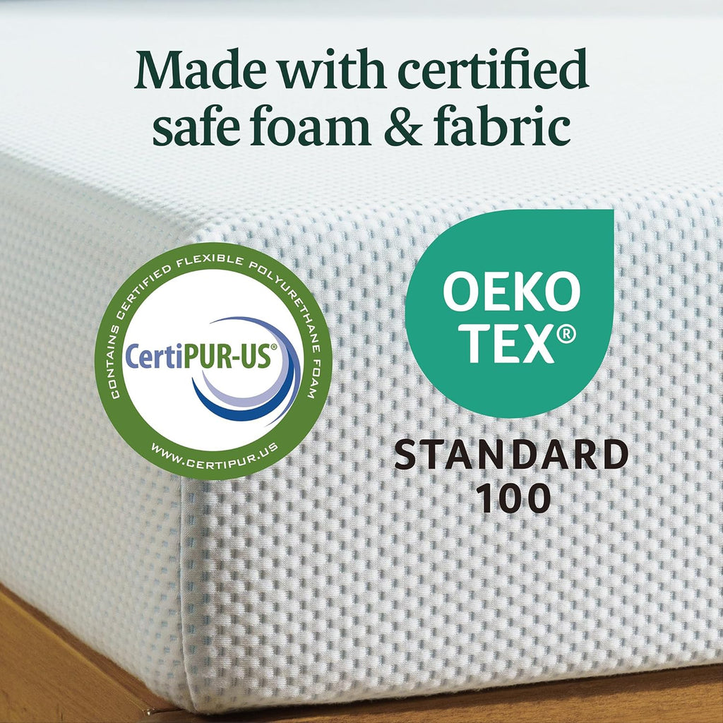 Zinus 12 Inch Green Tea Cooling Memory Foam Mattress New Version, Queen, Fiberglass Free, Medium Firmness, Cooling Gel Foam, Certified Safe Foams & Fabric, Mattress in A Box