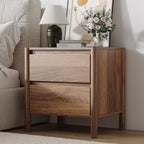 CHUWELL Mid Century Nightstand Set of 2 - Bedside Table with 2 Drawers and 4 Sturdy Solid Wood, End Table for for Bedroom (Walnut)