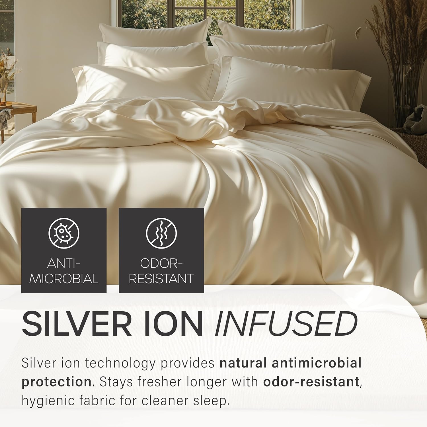 Eucalyptus Collection King Size Sheet w/Silver Ions | 100% Tencel | Ultra Soft | Cooling for Hot Sleepers | 18" Deep Pocket Grey