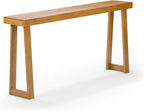 Plank+Beam Solid Wood Console Table, 66 Inch, Sofa Table, Narrow Entryway Table for Hallway, Behind The Couch, Living Room, Foyer, Easy Assembly, Pecan