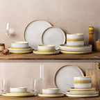 TheTerra Ceramic Dinnerware Sets for 6, 18 Pieces Porcelain Lightweight Plates and Bowls Sets, Scratch Resistant Dish Set, Oven & Microwave & Dishwasher Safe, Autumn Haze