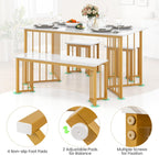 Giantex 4-Piece Dining Table Set for 4, Kitchen Table Chairs Set with Bench & 2 Stools, Wing-Shaped Metal Legs, Marble Grain Dinette Table Set for Small Space, Dining Room, Breakfast Nook Table Set