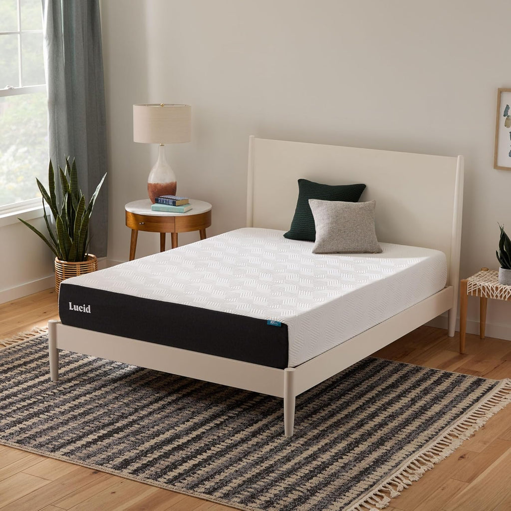 Lucid 10 Inch Memory Foam Mattress - Medium Feel - Infused with Refreshing Bamboo Charcoal and Cooling Gel - Bed in a Box - Temperature Regulating - Pressure Relief - Breathable - Queen Size
