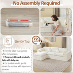 115''Cloud Boneless Sectional Couch, Modular Sectional Sofa Deep Seat with Ottoman, Oversized Upholstered Convertible Comfy 4 Seater Chenille Sofa L Shape Couches for Living Room, Beige