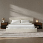 RECCI Cloud Upholstered King Bed Frame with Headboard, 5 Inch Foam Padded Platform, No Box Spring, Easy Assembly (Cream)