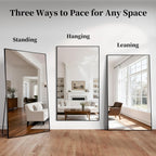 Full Length Mirror, 77"x38" Large Floor Mirror with Stand, Tall Full Body Mirrors for Bedroom, Hanging Mounted for Living Room Cloakroom, Aluminum Alloy Frame, Black
