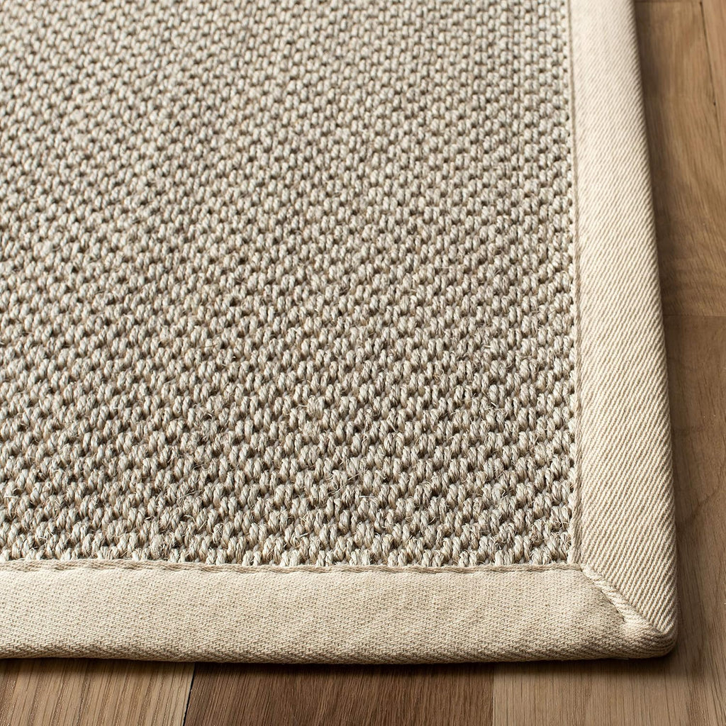 SAFAVIEH Area Rug 8x10 - Natural Fiber Collection - Large - Marble & Beige, Sisal, Woven Design with Border (NF143C)