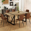 Dining Table Set for 6, 71'' Wood Dining Table and Chairs Set of 6, Modern Rectangle Wood Table, Fabric Dining Chairs 6, Suitable for Home, Kitchen, Dining Room, Living Room