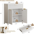 Lulive White Fluted Storage Cabinet with Drawers Buffet Sideboard Cabinet with Adjustable Shelves for Kitchen Living Room, Kitchen, Entryway