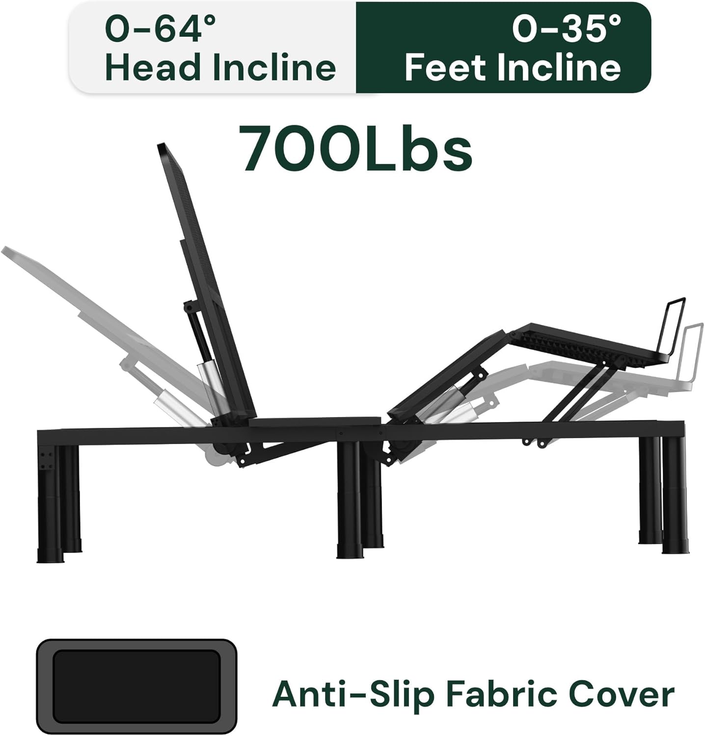 SunsGrove Twin XL Adjustable Bed Frame with Wireless Remote, Zero Gravity, Head & Foot Incline, Anti-Snore, Memory Presets, Quiet Motor, Electric Bed with Adjustable Leg Heights